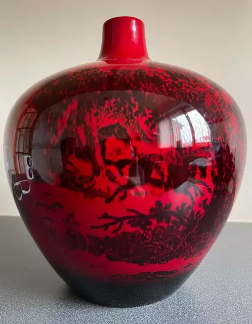 Royal Doulton Rouge Flambe Woodcut Vase - 20cm High # 1616