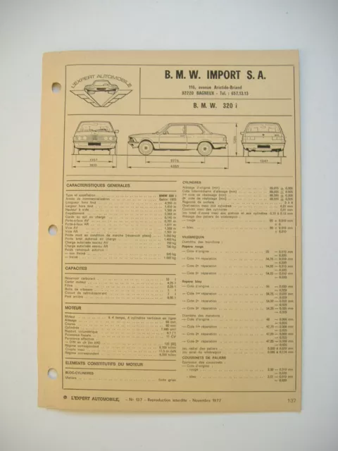 fiche technique  L'EXPERT AUTOMOBILE - BMW 320 i