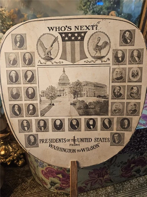 Vintage Paper Advertising Fan Whos Next US Presidents Thru Wilson Summerfield KS