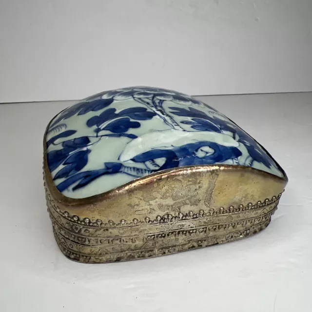 Shard Box Silver Plated Chinese Blue and White Porcelain 2