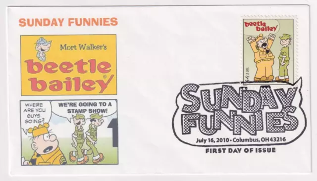 COMICS SUNDAY FUNNIES BEETLE BAILEY Stamp Ginsburg First Day Cover FDC C5111