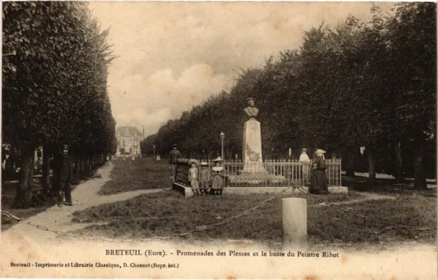 CPA BRETEUIL - Promenades des Plesses et le buste du Peinre... (297220)