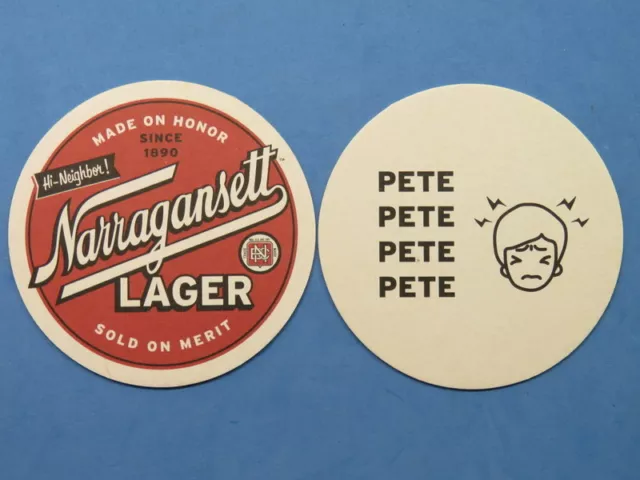 Beer Bar Coaster ~ NARRAGANSETT Brewery Lager ~ Rhode Island ~ Pete Pete Pete