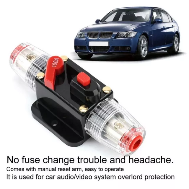 100A Car Automatic Circuit Breaker Switch Safety Fuse Seat Holder Reset Auto