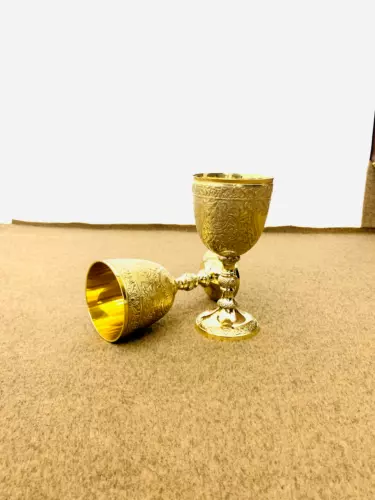 6-Inch Solid Brass Engraved Wine Cup Inspired by Game of Thrones Goblet Glass