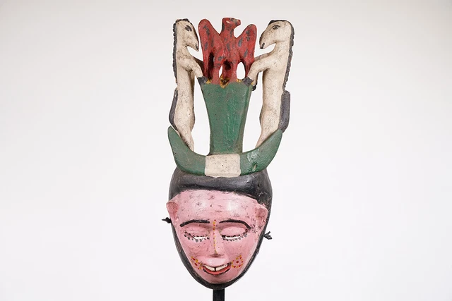 Tiv Mask with 2 Horses and Bird 18" - Nigeria - African Art