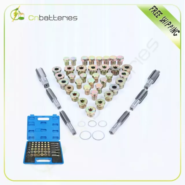 114PC Oil Pan Drain Sump Plug Key Thread Repair Tool Kit Set Drain plug