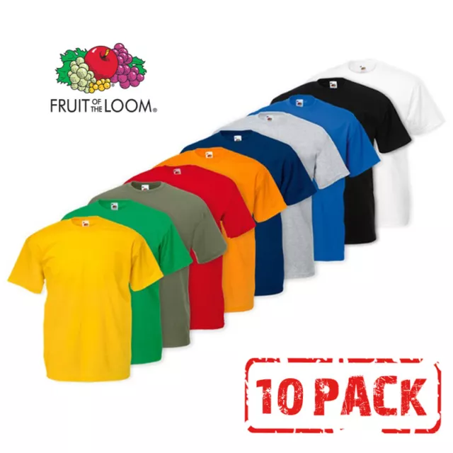 10 Pack Fruit of the Loom T Shirts T Shirt Short Sleeve Cotton Plain Men/Women