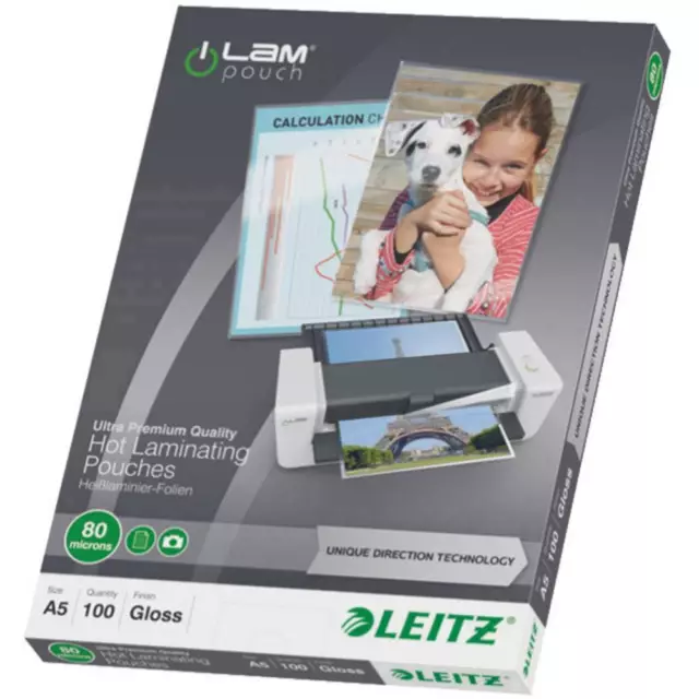 100er Multipack Leitz Laminierfolie DIN A5 80 micron glänzend 100 St.