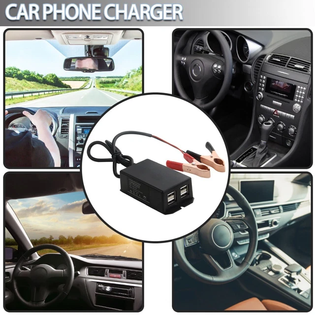 Universal Motorcycle Car 12V 24V 3A Battery Clip Mobile Phone 4 USB Charger L