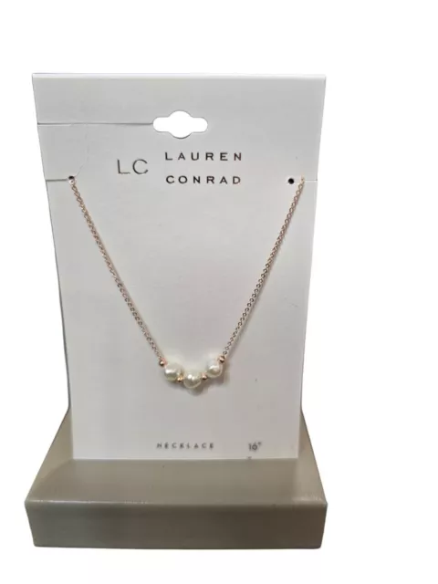 Lc Lauren Conrad Rose Gold Plated Dainty Faux Pearl Necklace Nwt