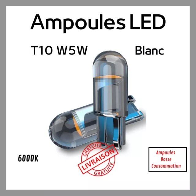 3 x Ampoule veilleuse Feu LED W5W T10 « BLANC »XENON 6000k voiture auto moto