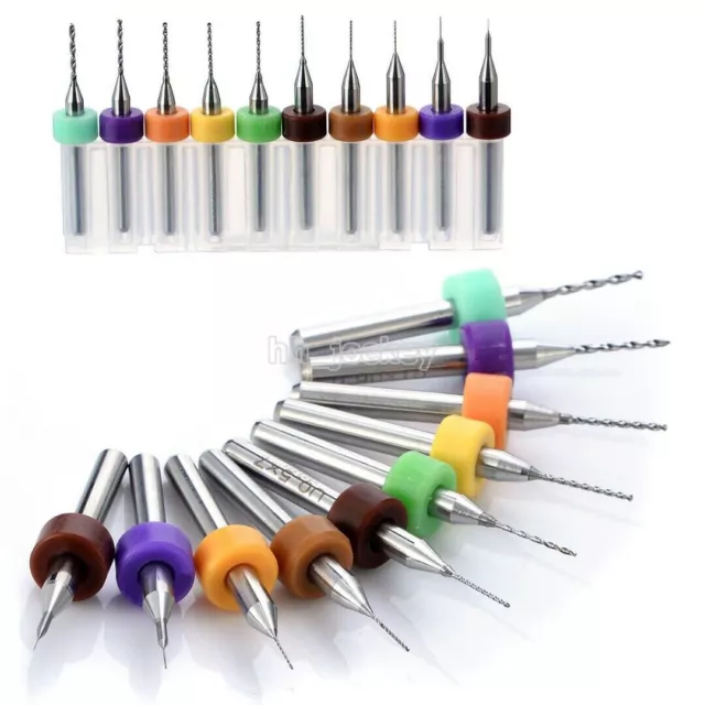 10pcs/set PCB Carbide Micro Twist Drill Bits Set Jewelry Rotary Tool 0.1mm-1.0mm