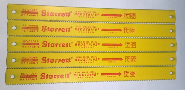 NEW Starrett RS1406-6 (5 pcs) Power Hacksaw Blades, 14" x 1-1/4" , HSS 6 TPI