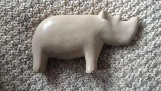 Gorgeous Vintage Carved Soapstone Rhino Figure