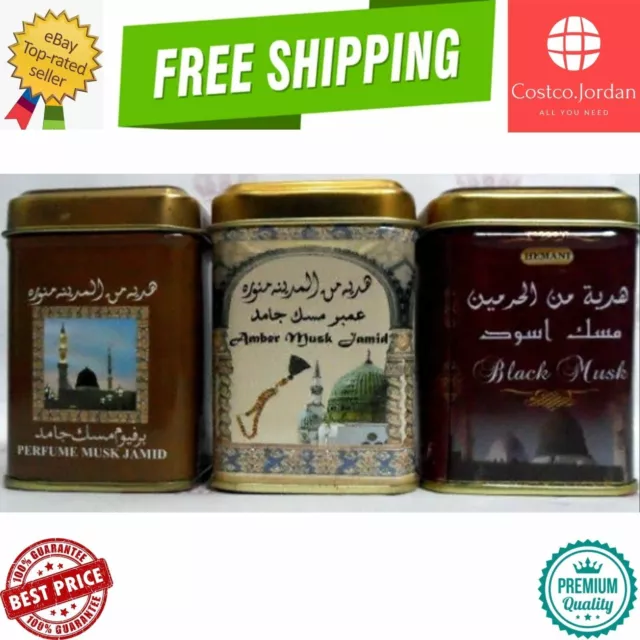 3X Hemani Moschus Jamid Solid Perfume & Amber & Black Moschus Halal...