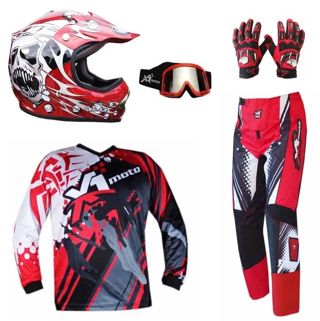 MOTOCROSS KIDS HELMET PANTS GLOVES JERSEY GOGGLES MX Dirt Bike Gear Junior Youth