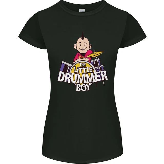 T-shirt donna Petite Cut The Little Drummer Boy divertente batteria