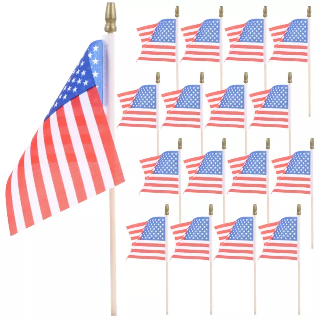 40 Small US Flags on Stick 4x6" Mini Hand Held Bulk 4th of July-EQ