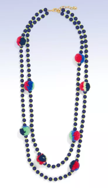 BAUBLEBAR Gold-Tone Dual Strand GUADELOUPE Navy Beaded Pom-Pom Necklace 2