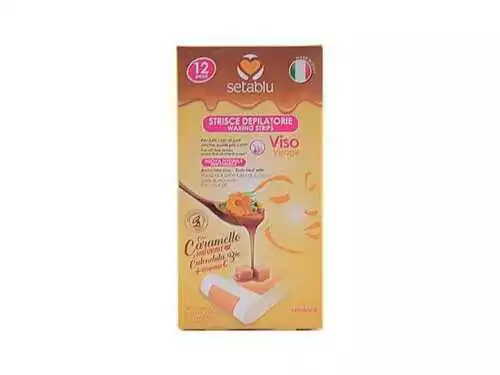 12 Strisce Depilatorie Viso Setablu Made In Italy Al Caramello Con Vitamina C