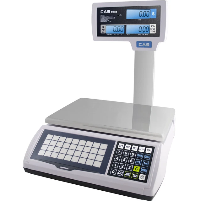CAS S2JR30LP, Price Computing Scale with LCD Display & Pole, 30lb x 0.01lb, NTEP