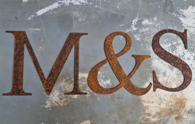 Rustic  Classic Font M&S Letters Sign Rusty Metal Word Vintage Garden Home