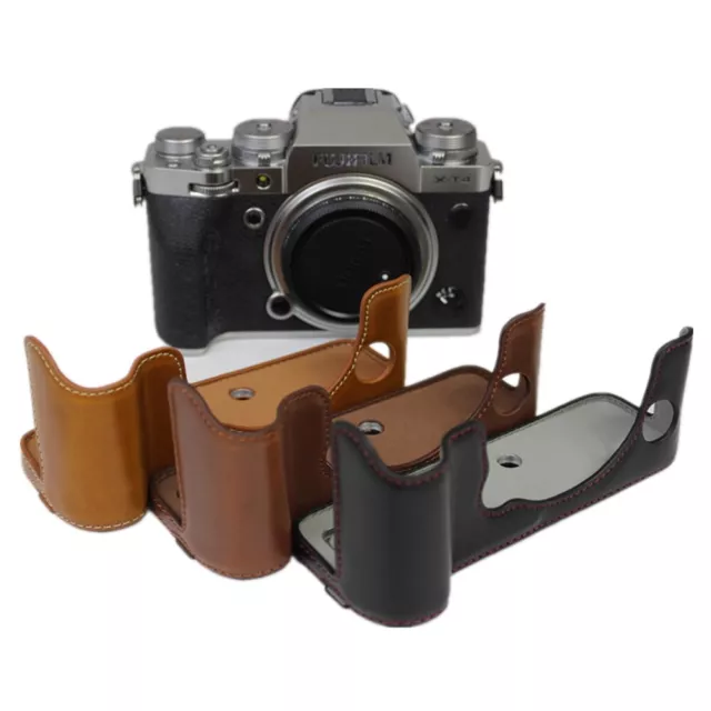 Camera Bag PU Leather Half Body Set Cover For Fujifilm X-T4 XT4 Bottom Case With