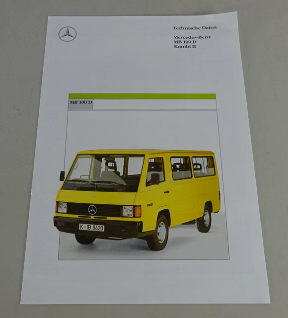 PROSPEKT / TECHNISCHE Daten Mercedes-Benz MB 100 D Kombi II Stand 11/ ...