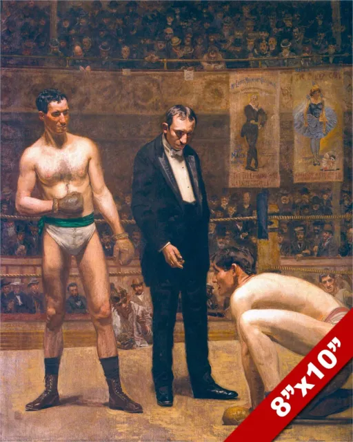 Taking The Count Vintage Boxing Fight Oil Painting Art Real Canvas Giclee Print