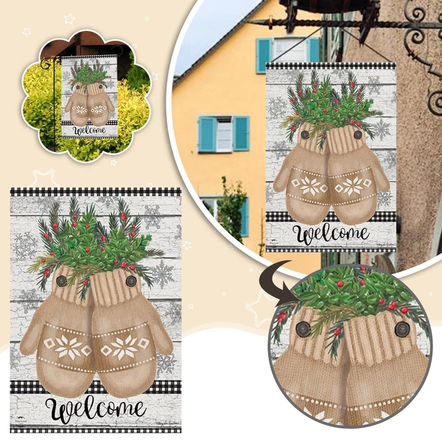 Farmhouse Mittens Winter Garden Flag Winter Bunting Baby Girl 18-24 Months