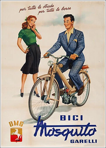 MOSQUITO GARELLI POSTER PUBBLICITÀ ANNI '50 dimensioni 70 x 50 cm