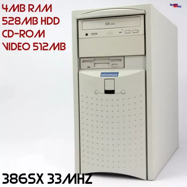 Retro 80386 386 SX 33MHZ Computer PC Windows 3.1 Ms-dos Lucky Star Cdman Prince