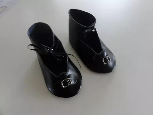 CHAUSSURES en CUIR  Taille 16-17 (12,2cm)  pour POUPEE ANCIENNE -G.BRAVOT-FRANCE