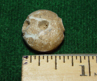 Pre-Columbian Aztec,Toltec, Mayan Carved Stone Earspool or Spindle Whorl 3