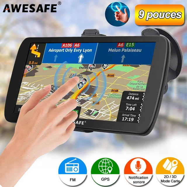 AWESAFE 9& GPS Navigator Portable Navigation de Camion avec 8Go Europe