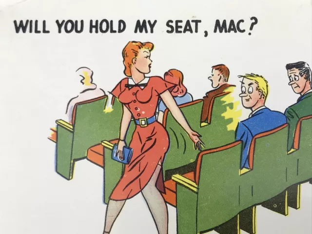 Humor Will You Hold My Seat, Mac?" Postcard Vintage Funny