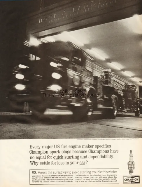 1963 Seagrave Fire Truck Engine Hook and Ladder Champion Spark Plug Photo Ad