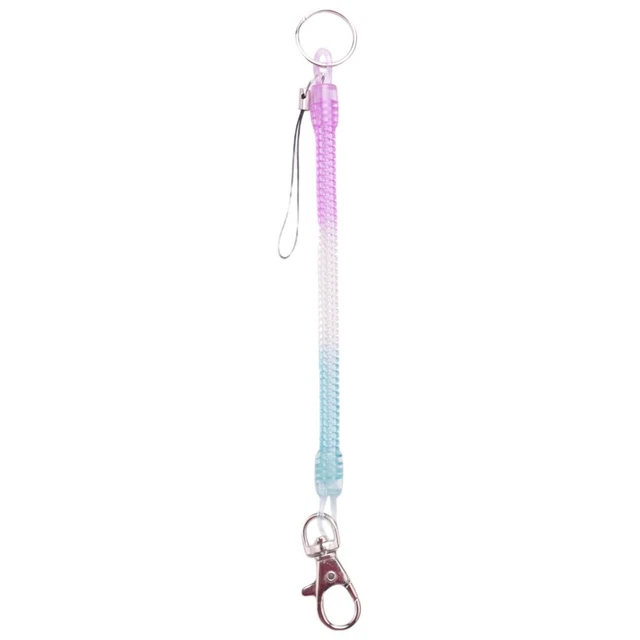 Lobster Hook Purple  Spring Stretchy Coil Keyring Keychain Strap Rope Cord Y8JJ9