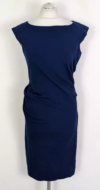 Diane Von Furstenberg Gabi Navy Sheath Smart Ruched Dress. Uk 14 (Us 10)