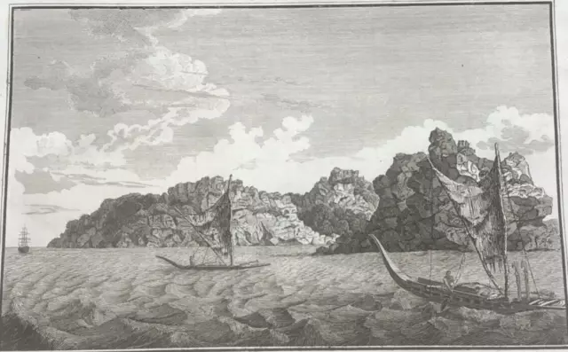 1784 Capt. Cook Engraving - "A View of Resolution Bay in the Marquesas"