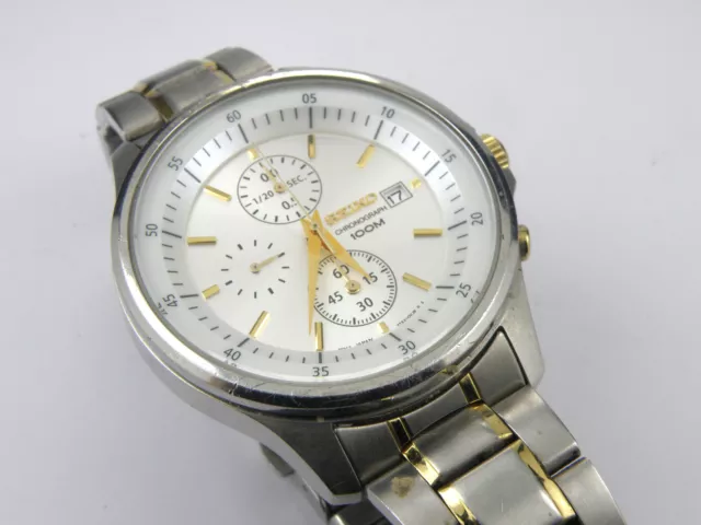 MENS SEIKO 7T92-0NY0 Two Tone Sports Chrono Watch - 100m £ - PicClick  UK