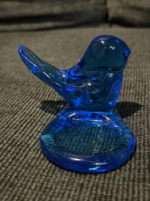 Blue Bird of Happiness Art Glass Votive Candle Holder/Leo Ward 1996, 1993 Bird