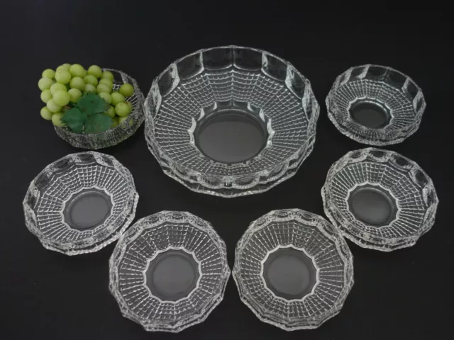 Edles Schüssel Set 7tlg. Glas Schale Schälchen Glas Kompott Pudding Dessert 70er