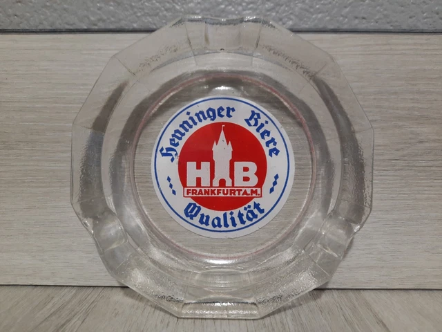 Vintage HENNINGER BIERE BEER Brewery Advertising Cigar Glass Ashtray