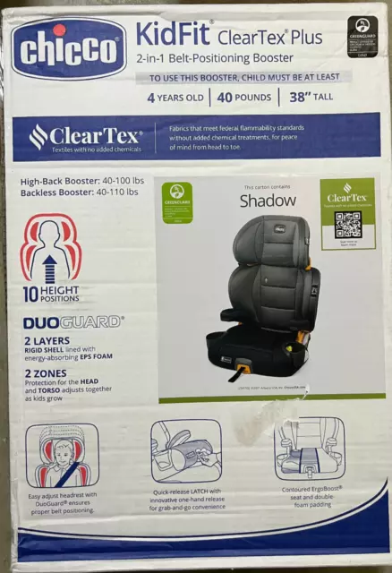 Chicco KidFit ClearTex Plus 2-in1 Belt Positioning Booster Car Seat Shadow Black
