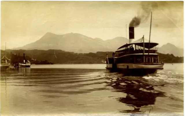 Suisse Canton de Lucerne Le Lac Vintage albumen print.  Tirage albuminé  11x