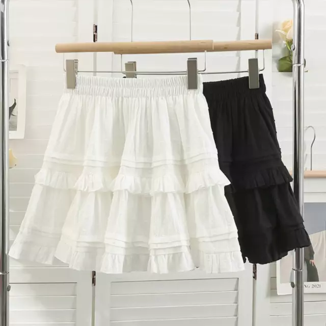 Women Tiered Ruffles Skirt Petticoat Tutu Layered High Waist Pleated Mini