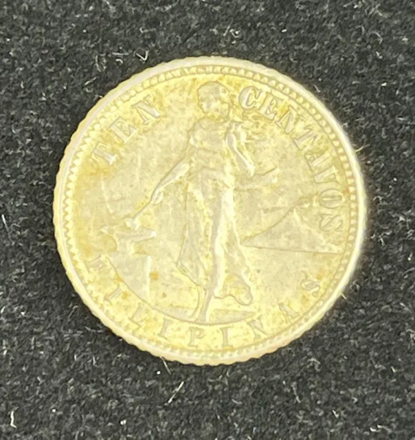 PHILIPPINES 10 CENTAVOS  1944-D, Silver Coin