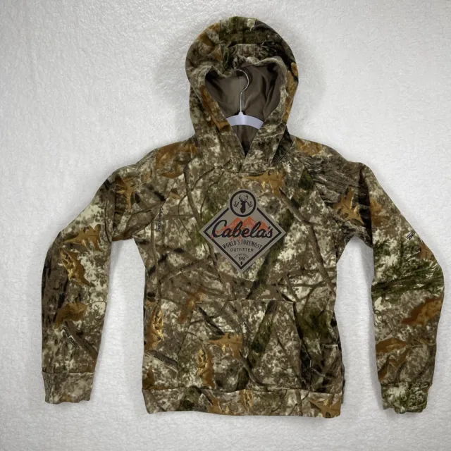 Cabelas Sweater Kids XL Camo Hoodie Hunting Pockets Green Military Outdoor